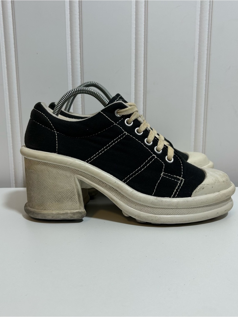 Coasters y2k platform lace black canvas sneakers chunky